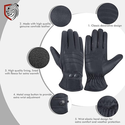 Riparo Winter Gloves for Men, Leather Winter Gloves for Cold Weather, Snow Gloves for Motorcycle Driving Hiking Outdoor