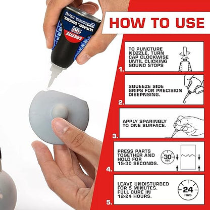 Loctite Super Glue Ultra Gel Control, Clear, 0.14 fl oz Bottle, 3 Pack - Superglue for Plastic, Wood, Metal, Crafts & Repair, Cyanoacrylate Adhesive Instant Glue, Quick Dry