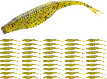 Forked Tail Soft Baits- Realistic Jerk Bait & Fluke Action Soft Lures for Bass, Trout & Crappie - Versatile Freshwater & Saltwater Fishing Bait (2.75"-5")
