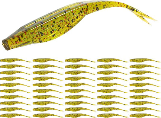 Forked Tail Soft Baits- Realistic Jerk Bait & Fluke Action Soft Lures for Bass, Trout & Crappie - Versatile Freshwater & Saltwater Fishing Bait (2.75"-5")