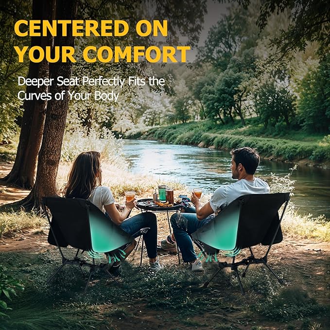 Overmont Ultralight Portable Camping Chair- Lightweight Folding Backpacking Chair, Support up to 330Lbs Compact Beach Chair for Adults with Carry Bag for Backpack Hiking Fishing Outdoor Camp 2pcs