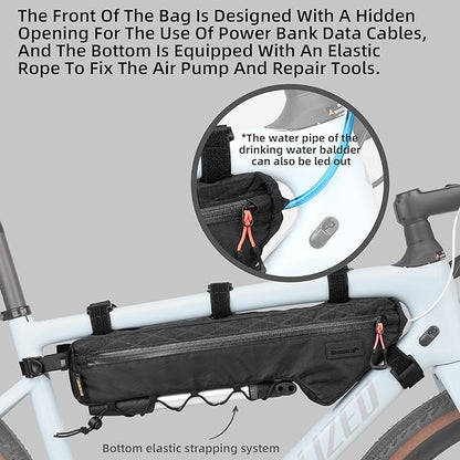 Bicycle Frame Bag Bike Triangle Bag Waterproof Bike Bag 2.4L with Dual Side Mesh Pockets for MTB Road Bike Cycling Commuting and Outdoor Adventures