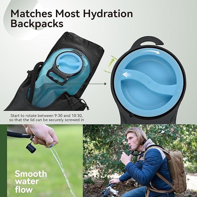 MARCHWAY 2L/2.5L/3L TPU Hydration Bladder, Ultra Durable Water Reservoir Bag with Insulated Tube for Hydration Pack for Cycling, Hiking, Running, Climbing, Biking