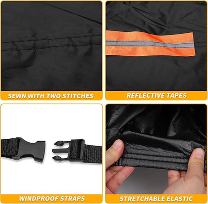 Universal Car Cover Waterproof All Weather 190T-PU, UV Sun Rain Protection, Fits for Sedan Length 199"-208", with Left Side Zipper, Black