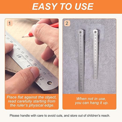 HARFINGTON Steel Ruler 8" x1-1/32 Machinist Metal Ruler Carbon Steel Metric Straight Edge Measuring Tools 0.4mm Thick for Engineering Architect Drawing Home Office