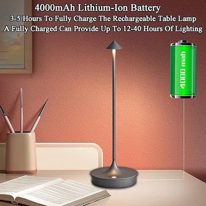 Cordless Table Lamp Rechargeable Led Desk Lamp Battery Operated Table Lamps Touch Dimmable Lamp Portable Outdoor Table Light for Restaurants and Bars Indoor/Outdoor Use (Grey - 2PC)