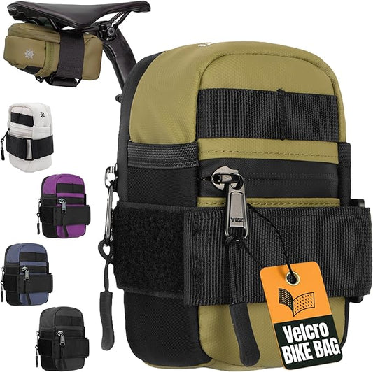 Lumiere & Co. Bike Saddle Bag – Ultra Small (0.2L) & Medium (0.5L) Options | Sleek Minimalist Design, Secure Hook & Loop Strap