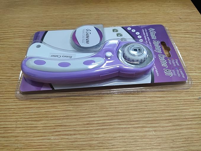 Headley Tools 45mm Rotary Cutter for Fabric, Ergonomic Handle Rolling Cutter with Safety Lock for Fabric Leather Crafting Sewing Quilting, Fabric Cutter Wheel Perfect for Left & Right Hand (Purple)
