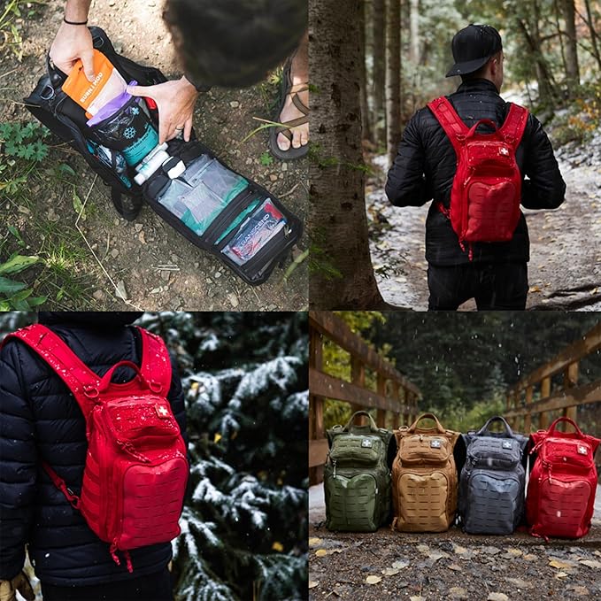 My Medic Recon Standard - HSA FSA First Aid Kit - 200+ First Aid and Survival Essentials, Supplies, & Must Have IFAK for Home, Car, Office or Business - Red