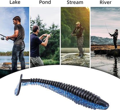 RUNCL Swimbaits Paddle 10/20/30/40PCS, 5/4/3/2 Inchs Paddle Tail, Soft Lure for Trout Crappie Bass, Durable Plastic Bait Swimmer for Saltwater/Freshwater, Fishing Lover's Gift