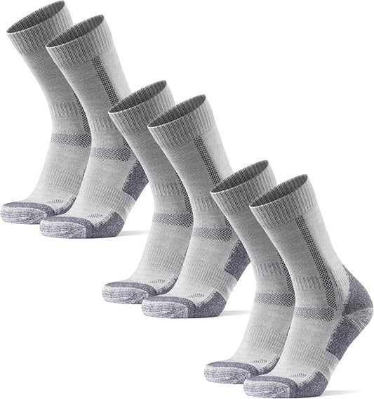 DANISH ENDURANCE Merino Wool Hiking Crew Socks for Men & Women, Cushioned Anti-Blister, Breathable - 3 Pairs
