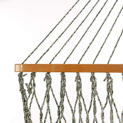 Original Pawleys Island Deluxe Green Oatmeal Heirloom DuraCord Rope Hammock – 13 ft. x 65 in, 2-Person, 450 lb Capacity, Oak Spreader Bar, Zinc-Plated Hardware, Handcrafted in The USA
