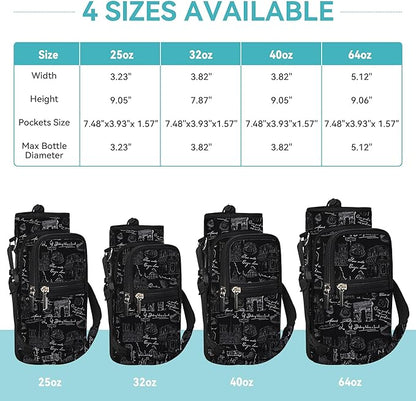 icolor Water Bottle Carrier Bag with Strap 25/32/40 oz Crossbody Bottle Holder with Phone Pocket Sling Sleeve Insulated Neoprene Water Bottle Pouch for Walking Travelling