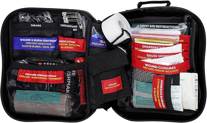 Uncharted Supply Co. First Aid Plus – Waterproof First Aid & Survival Kit with Rip-Away MOLLE Backer – Packed with Medical Supplies & Tools for Trucks, Boats, ATVs, and Outdoor Emergencies