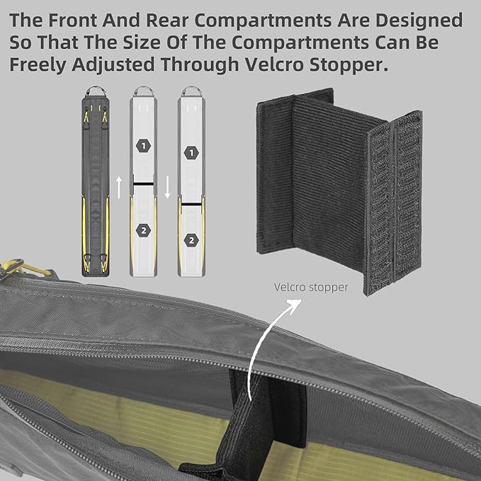 Rhinowalk Bike Frame Bag 2.1L, Waterproof Front Tube Bag with Dual Compartments, YKK Zipper, Phone Storage & Cable Port – Fits Most Bikes – Black