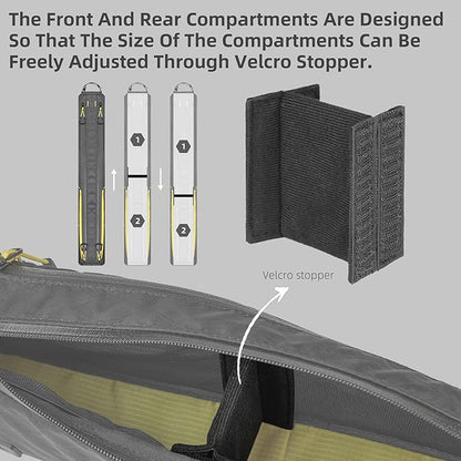 Rhinowalk Bike Frame Bag 2.1L, Waterproof Front Tube Bag with Dual Compartments, YKK Zipper, Phone Storage & Cable Port – Fits Most Bikes – Black+Yellow