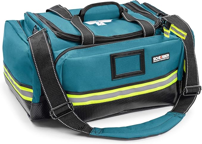 Scherber Fully-Stocked First Responder Bag | Large Professional EMT/EMS Trauma & Bleeding Kit | HSA/FSA Approved | CAT Tourniquet, HyFin Chest Seal, Israeli Bandage & 250+ First Aid Supplies (Blue)