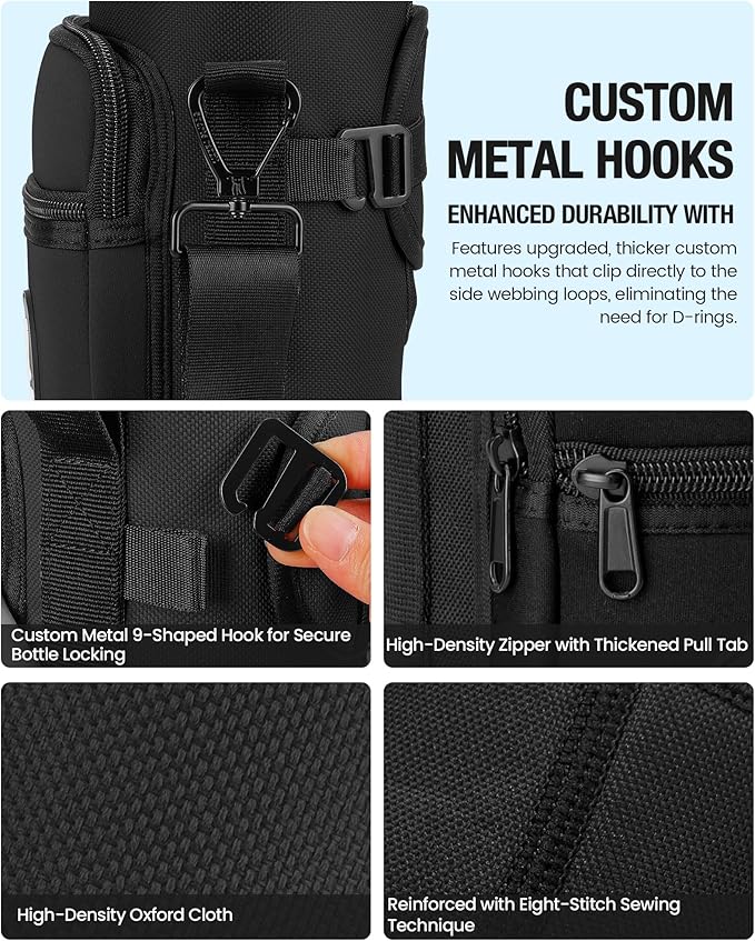 Sports rabbit Universal Water Bottle Holder – Durable Oxford & Neoprene Hybrid Design Compatible with Stanley 30/40oz Handled & 64/87oz Straight Tumblers, Adjustable Strap for Gym, Travel, Outdoors