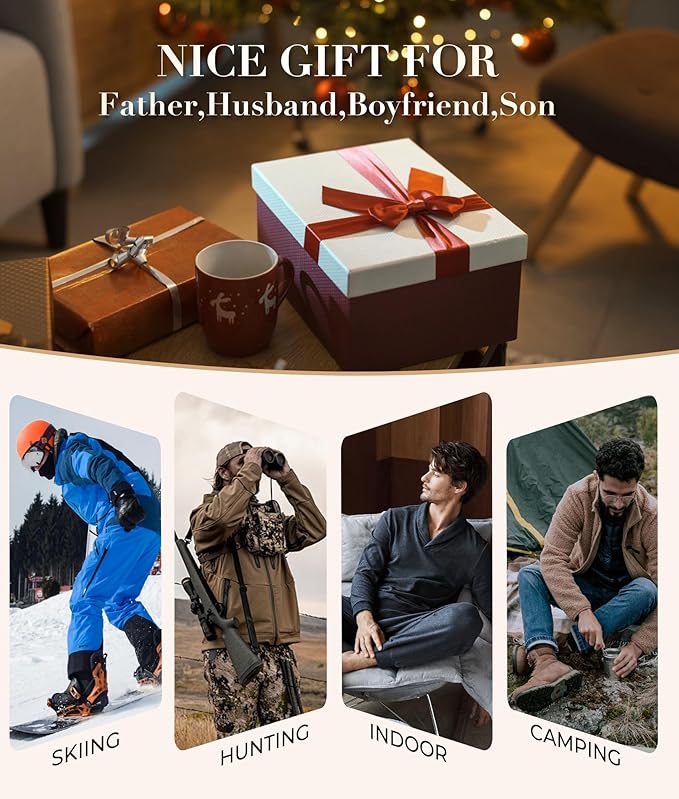 BAMBOO COOL Men's Thermal Underwear with Soft Fleece Lined Base Layer Cold Weather Top Bottom Gift Set