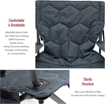 SUNNYFEEL Oversized Folding Camping Chair 2 Pack 500 LBS Heavy Duty Lawn Chairs with Portable Folding with Armrest, Cup Holder, Pocket ＆Bag for Outdoor Camping/Beach/Travel/Picnic/Fishing