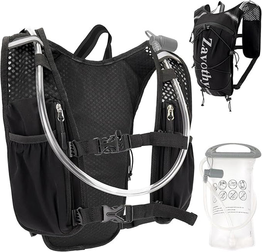 Zavothy Hydration Running Vest for Men & Women – Lightweight 1.5L Hydration Pack with Phone Pockets, Water Bottle Holders, Reflective Strips, Rain Cover – Trail Running, Cycling, Marathon