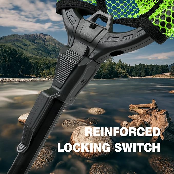 Black Paw Floating Fishing Net Foldable Telescopic Fish Landing Net with Built in Length Scale Rubber Coated for Kayak, Fly, Trout