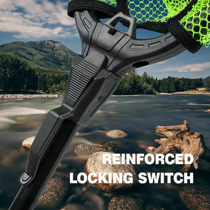 Black Paw Floating Fishing Net Foldable Telescopic Fish Landing Net with Built in Length Scale Rubber Coated for Kayak, Fly, Trout