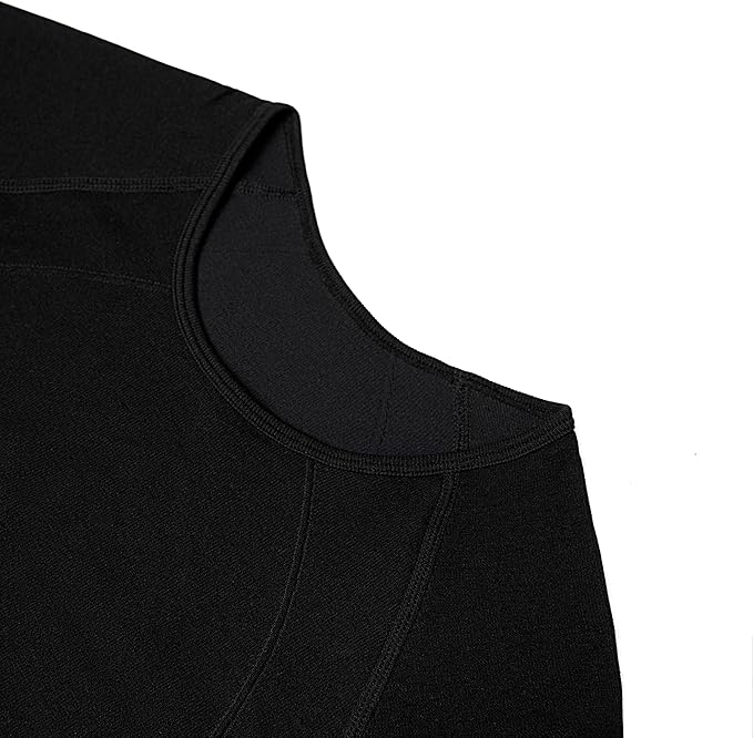 E4M Men’s Thermals Top and Bottom Set - Men’s Long Johns with Ski Mask, Black