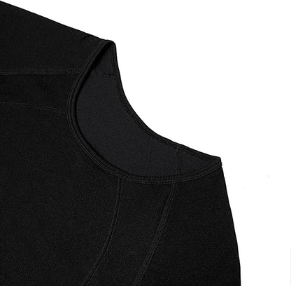 E4M Men’s Thermals Top and Bottom Set - Men’s Long Johns with Ski Mask, Black