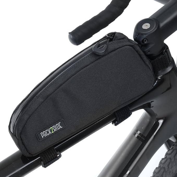 Toprock Frame Bag - Water Resistant, Durable Cordura Fabric & Bicycle Daily Essentials Holder - Top Tube, Frame Storage, Bikepacking for Road, Gravel Cycling - Black (1 L)