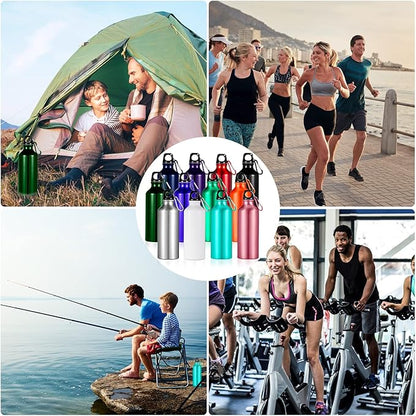 24 Pcs Aluminum Water Bottle 17oz Aluminum Reusable Bottles with Clips Sports Lightweight Water Multipack Easy Carry Leakproof Travel for Gym Hiking Cycling Sports Outdoor(Multi Color)