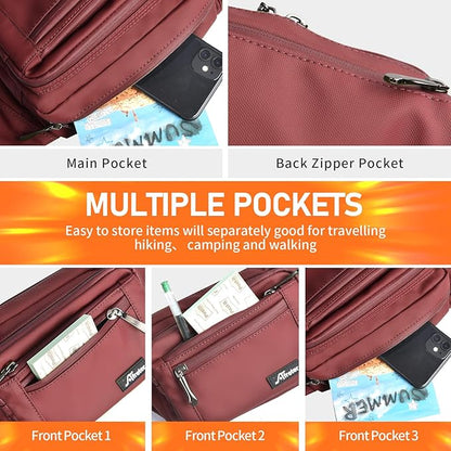 Waist Pack Bag Fanny Pack for Men&Women Hip Bum Bag with Adjustable Strap for Outdoors Workout Traveling Casual Running Hiking Cycling (Wine Red)