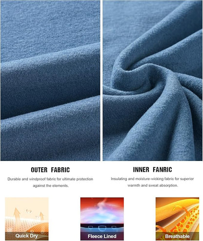 Runhit Mens Thermal Underwear Set：Fleece Lined Long Johns for Men Thermal Shirts and Pants Base Layer Cold Weather Thermals