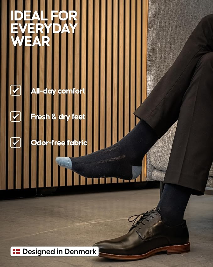 DANISH ENDURANCE Hiking Socks, Lightweight, Merino Wool Socks for Men & Women, Moisture Wicking & Thermal, 1 or 5 Pack