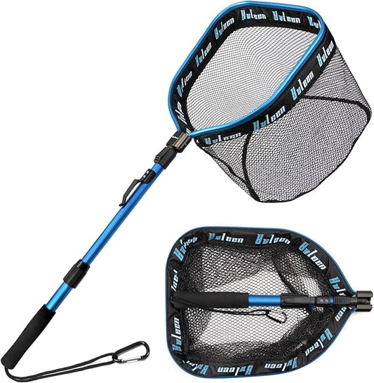 YVLEEN Floating Fishing Net - Folding Fishing Landing Net with Rubber Coating Mesh for Easy Fish Catch and Release, Fishing Net for Freshwater and Saltwater