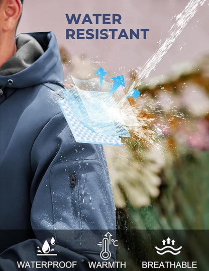 COOFANDY Men's Hooded Softshell Jacket Waterproof Fleece Lined Windbreaker Lightweight Outdoor Hiking Jacket