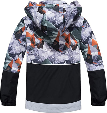 MGEOY Boys Girls Rain Jackets Lightweight Waterproof Hooded Raincoats Windbreakers for Kids 4-14Y