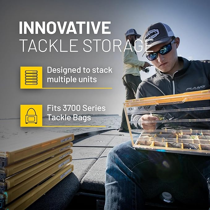 Plano EDGE 3700 Premium Thin Tackle Utility Box, Clear and Yellow, Waterproof and Rust-Resistant Bait and Tackle Box Storage Organization