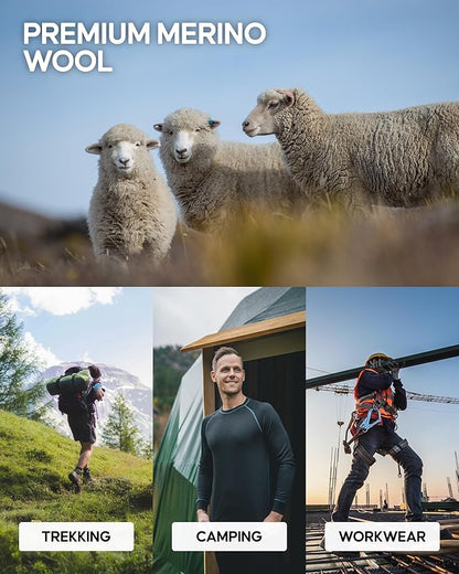 DANISH ENDURANCE Merino Wool Hiking Crew Socks for Men & Women, Cushioned Anti-Blister, Breathable - 3 Pairs