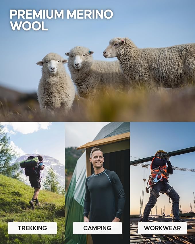 DANISH ENDURANCE Merino Wool Hiking Crew Socks for Men & Women, Cushioned Anti-Blister, Breathable - 3 Pairs