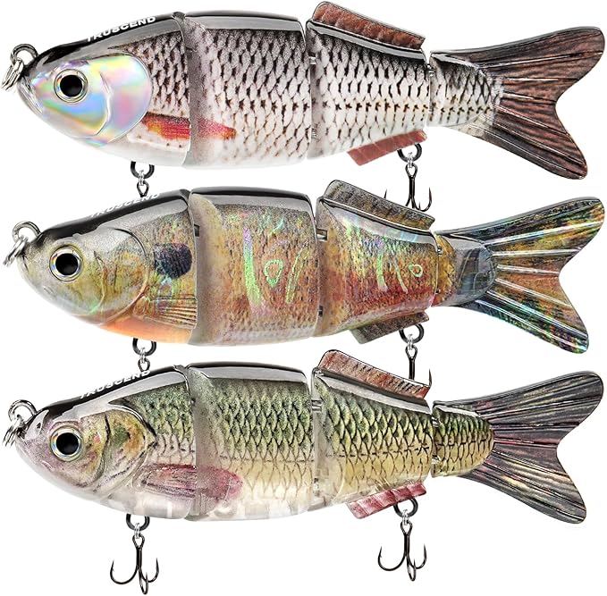 TRUSCEND Easy Catch Swimmax, Magic Noisy Turbulent Wiggling and Vibrating Actions for More Bites, Segmented Swimbait Jointed by Dyneema Strongest Fiber, Lifelike Fishing Lures for Relax Family Fishing