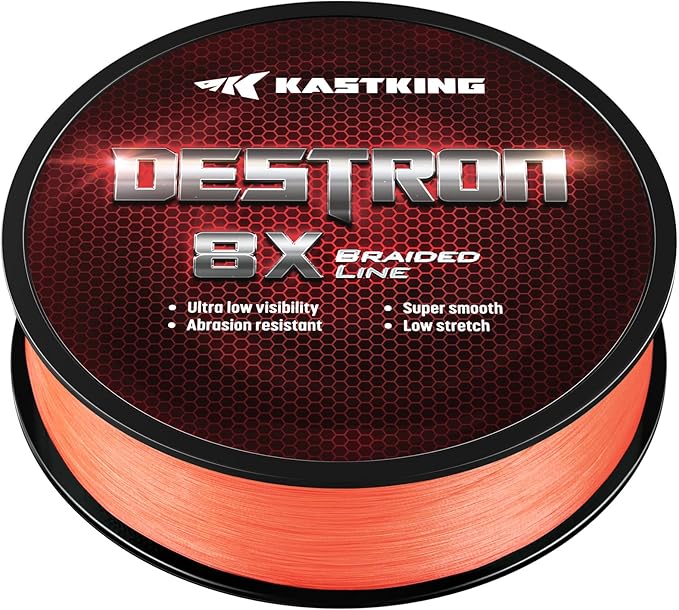 KastKing Destron Braided Fishing Line, Highly Abrasion Resistant, Improved Knot Strength, Ultra-Thin Diameter Superline, Zero Stretch & Memory, CFT “Color Fast Technology”, 75% Thinner Than Mono