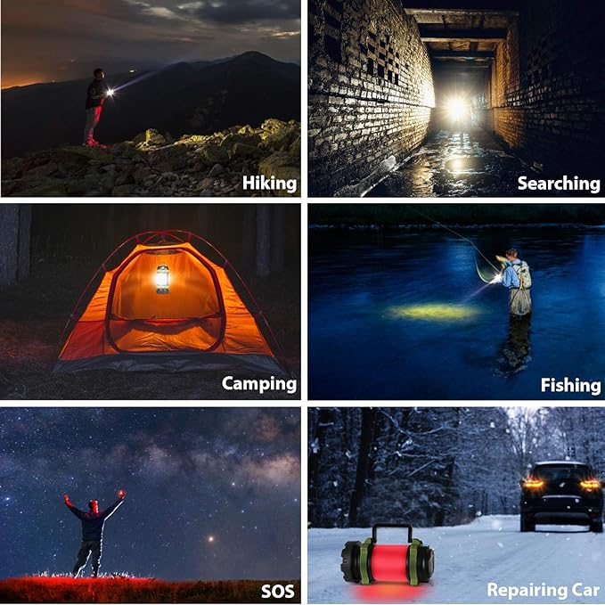 3 Pack Camping Lantern, Outdoor LED Camping Light, Rechargeable Flashlights with 1000LM, 6 Modes, 4000mAh Power Bank, IPX5 Waterproof Portable Emergency Camp Light for Hurricane Hiking - Green