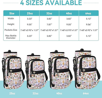 icolor Water Bottle Carrier Bag with Strap 25/32/40 oz Crossbody Bottle Holder with Phone Pocket Sling Sleeve Insulated Neoprene Water Bottle Pouch for Walking Travelling
