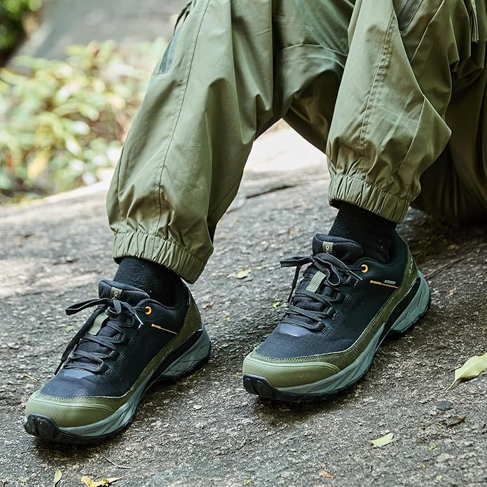 Queday Mens Waterproof Hiking Shoes Lightweight Outdoor Cordura Walking Shoes Breathable Hike Trekking Trails Camping Climbing