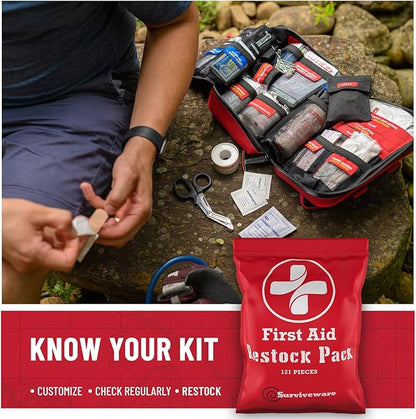 Surviveware 110 Pcs Waterproof Premium Survival First Aid Kit - Survival Emergency Preparedness for Travel Camping Gear, Survival Kit and Outdoor Emergencies - HSA & FSA Eligible Survival Kit