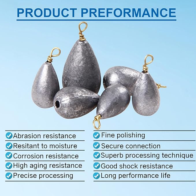 Fishing Weights Sinker Kit-30pcs Assorted Bass Casting Sinker Weights Bell Sinkers Drop Shot Weights with Brass Swivels for Saltwater Freshwater Fishing