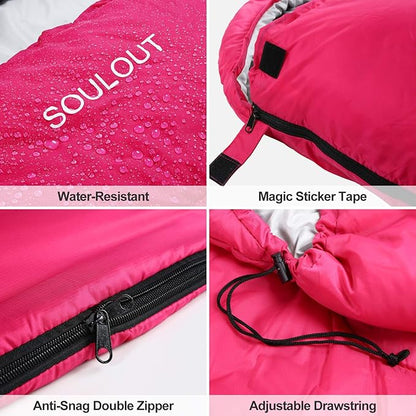 3-4 Season Sleeping Bag for Adults & Kids, Lightweight Warm Cold Weather Camping Bag with Waterproof Compression Sack – Portable for Hiking, Backpacking, Traveling & Outdoor Adventures
