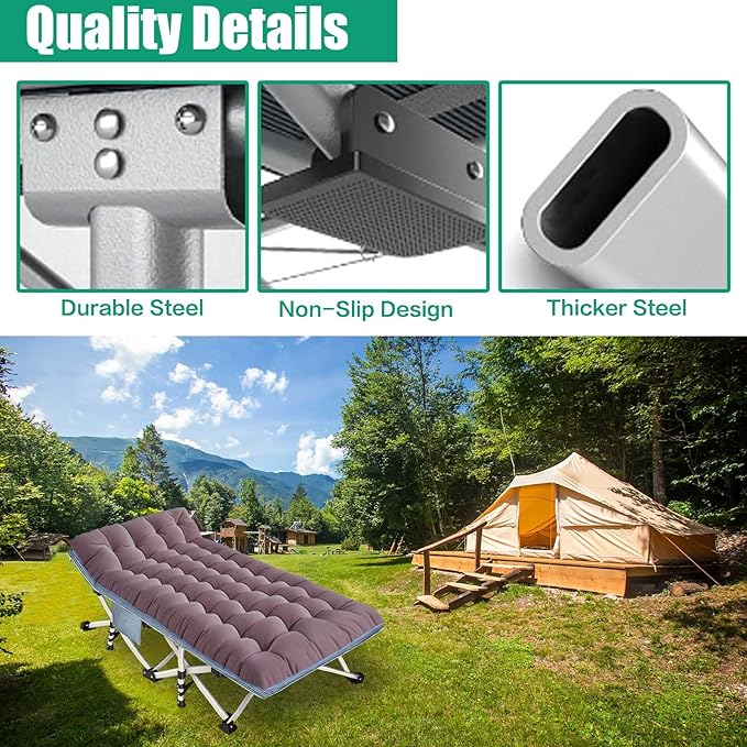 2 Pack Extra Large Cot 32" Width Camping Cot with Mattress Comfortable Sleeping cots for Adults with Carry Bag XXL Cots for Camping Bed Folding Cot Heavy Duty for Home Office Outdoor Indoor