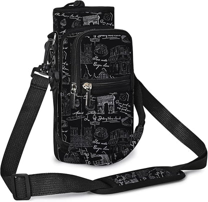 icolor Water Bottle Carrier Bag with Strap 25/32/40 oz Crossbody Bottle Holder with Phone Pocket Sling Sleeve Insulated Neoprene Water Bottle Pouch for Walking Travelling